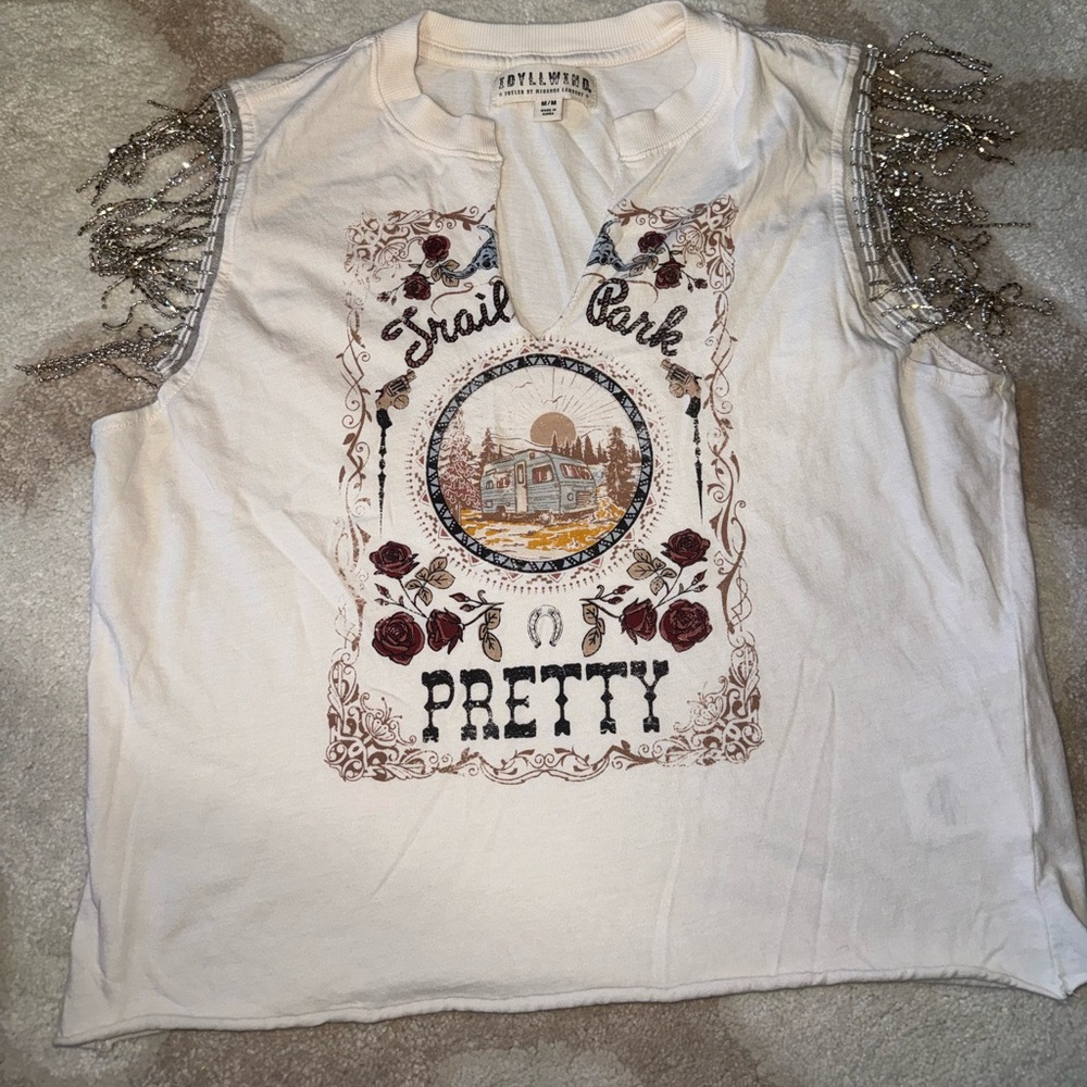 Idyllwind White Tee with Rhinestone Accents